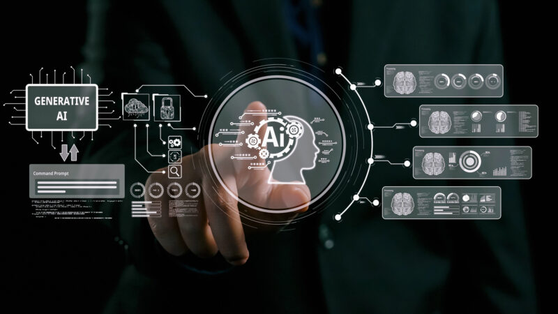 Depositphotos_739575768_L generative AI vs LLMs - image showing a hand pointing at an AI symbol