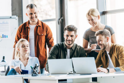 marketing team working on content marketing strategy for lead generation