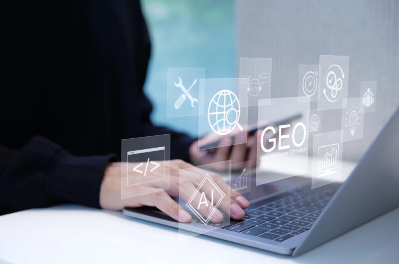 GEO vs SEO - someone using geo strategies for AI-powered search