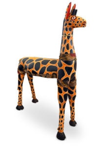 Giraffe sculpture handmade by Mali villagers to use in their local puppet shows